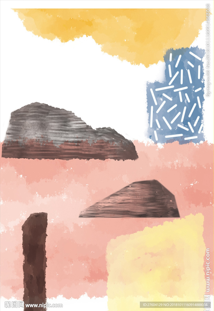 抽象色块水彩装饰画