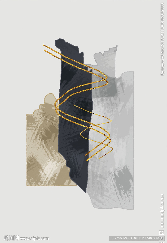 中式水墨抽象金箔装饰画