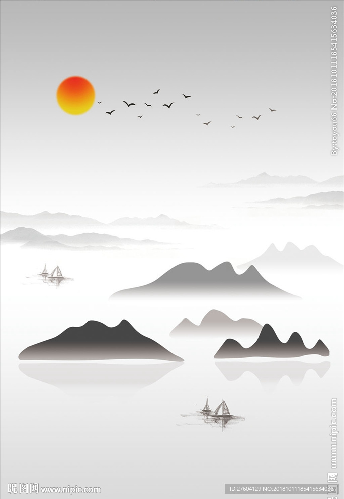 中国风意境水墨山水装饰画