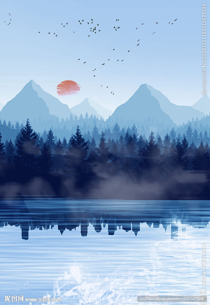 新中式水墨山水唯美装饰画