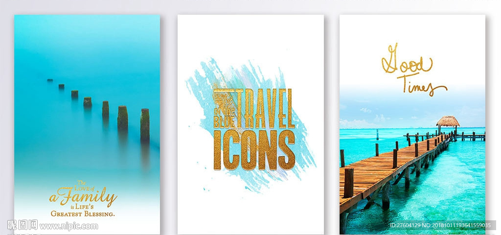 简约地中海风蓝色海域装饰画