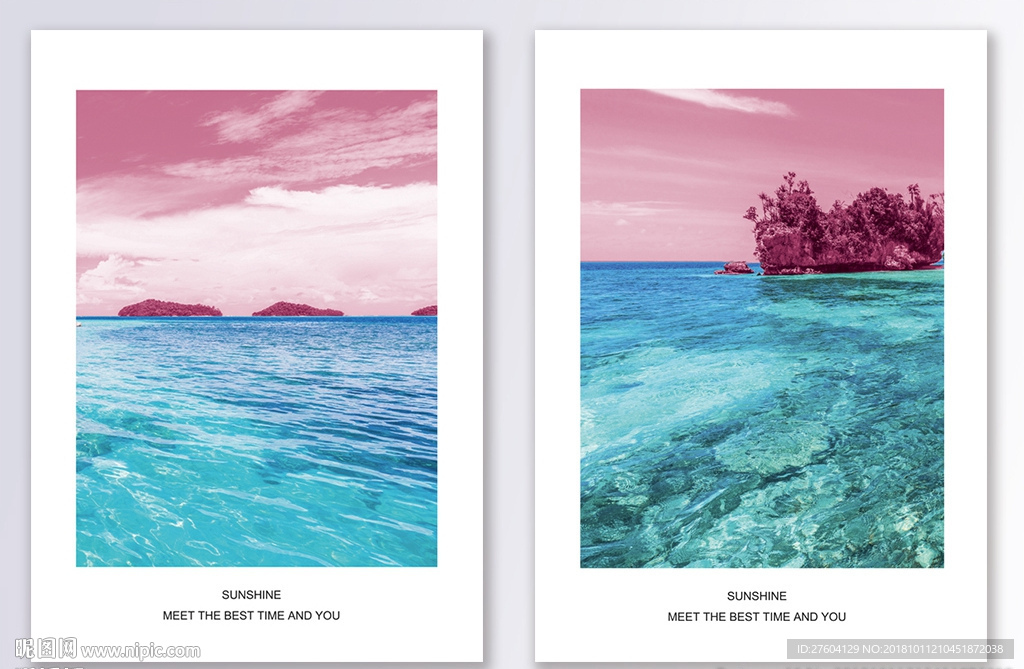 抽象反色差海洋风景装饰画