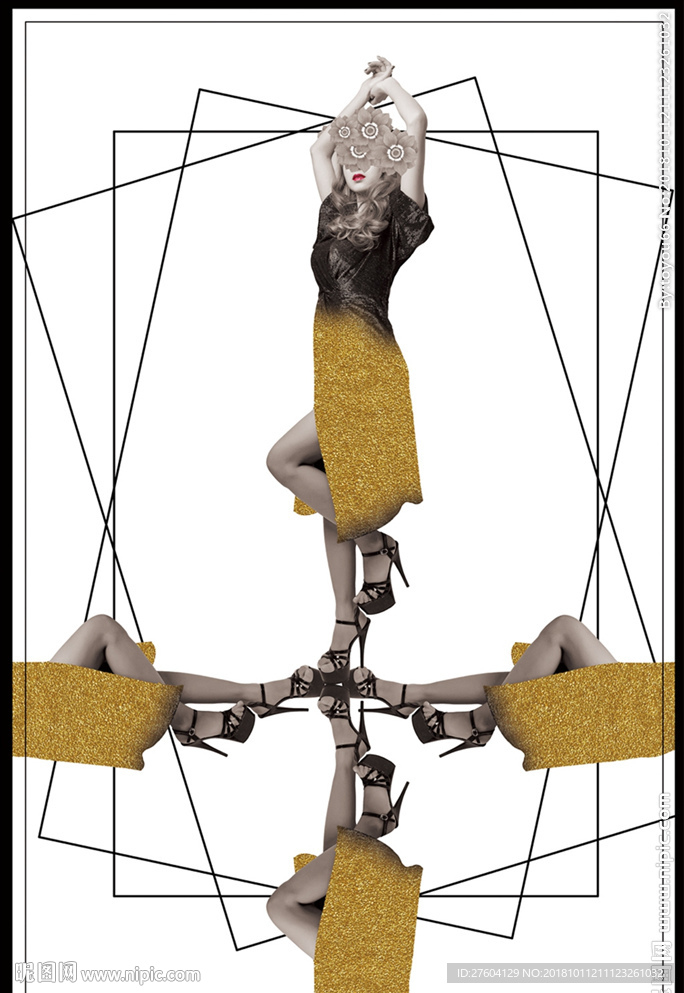 抽象时代金色美女装饰画