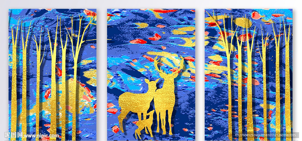 现代抽象小鹿装饰画