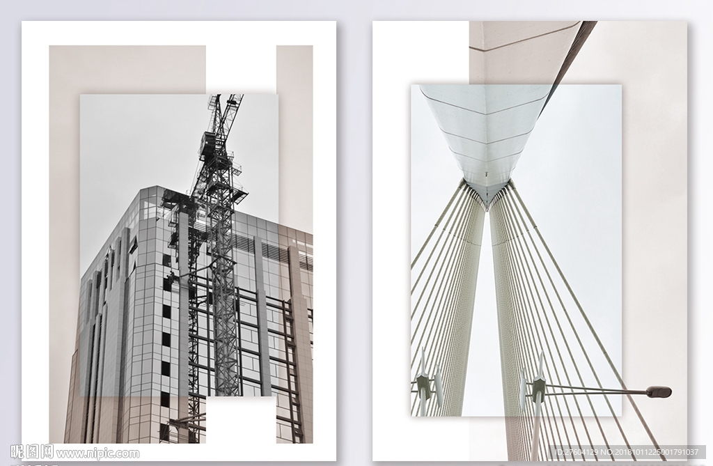 抽象黑白建筑装饰画