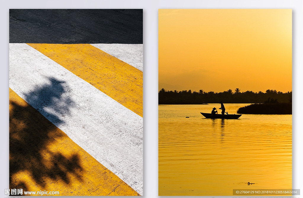 反差色简约风景装饰画