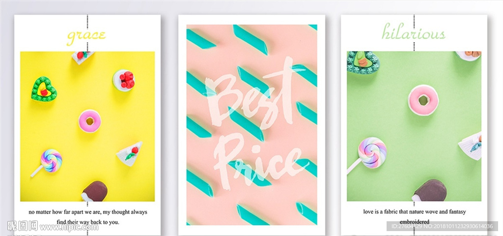 清新甜品三联装饰画