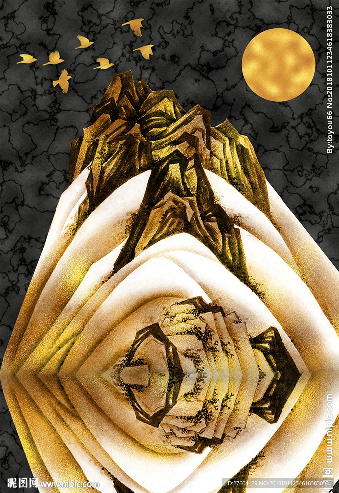 中式金箔山水装饰画