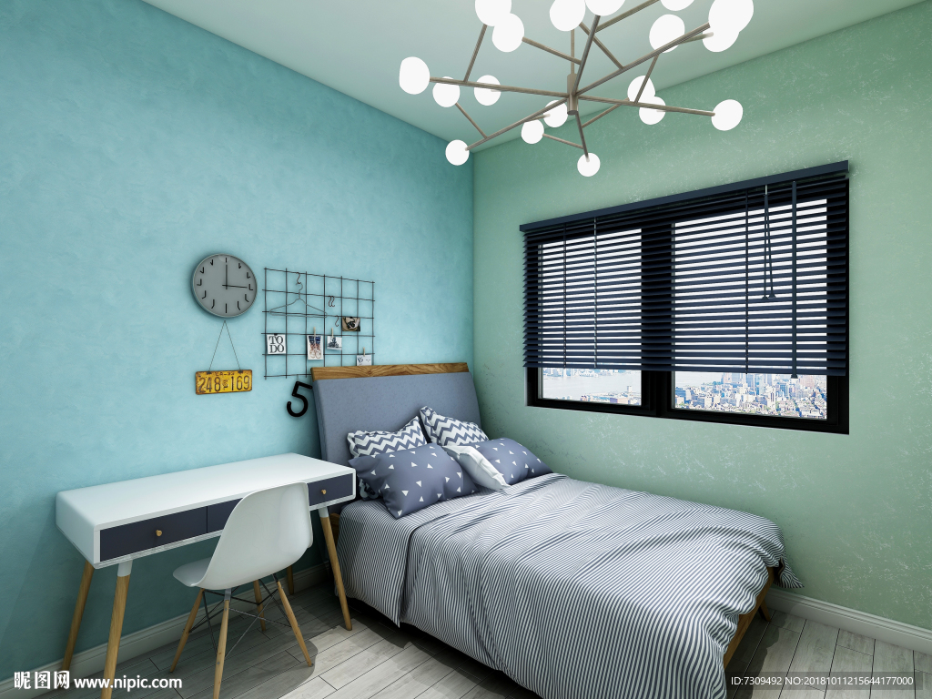 北欧风格儿童房简约装修效果图