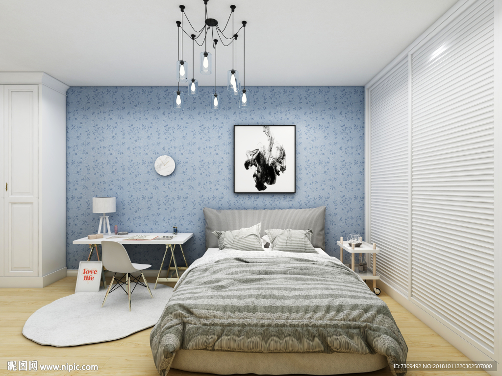 简约欧式家居客房装修效果图