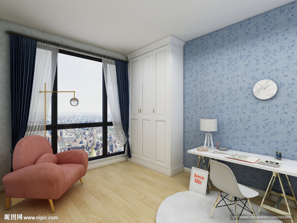 简约北欧风格书房装修效果图