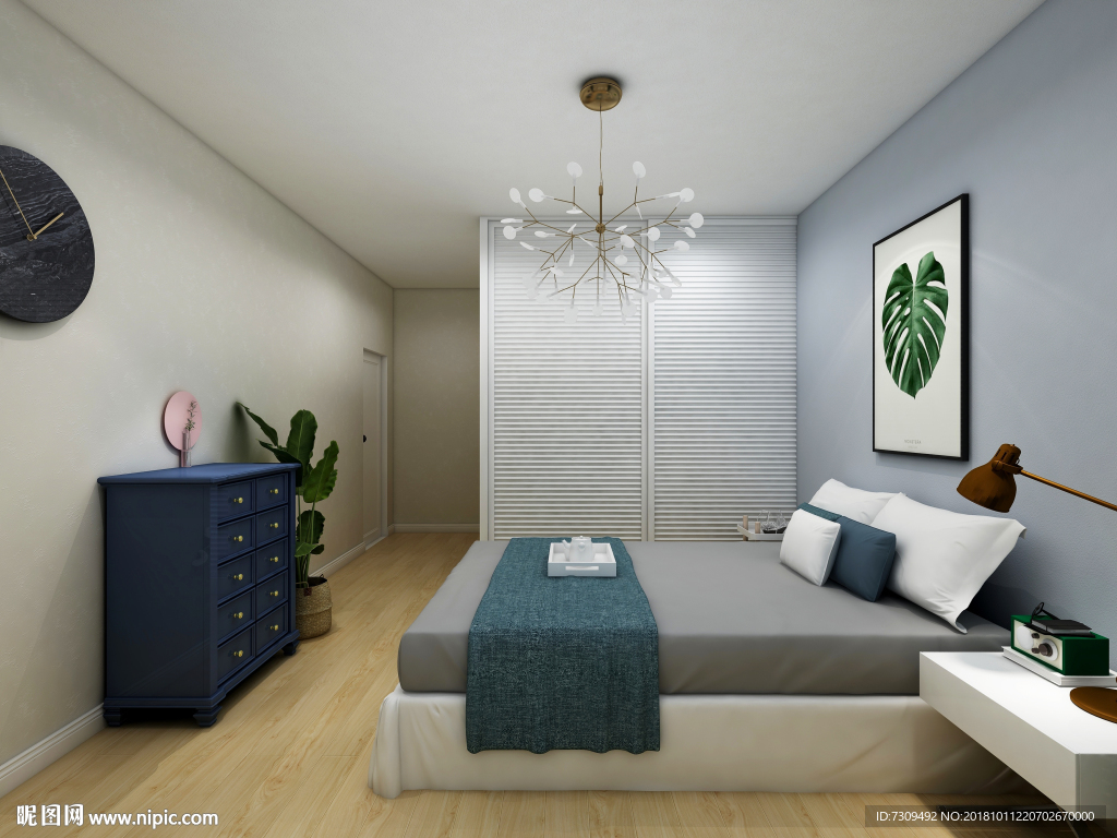 简约北欧风格主人房间装修效果图