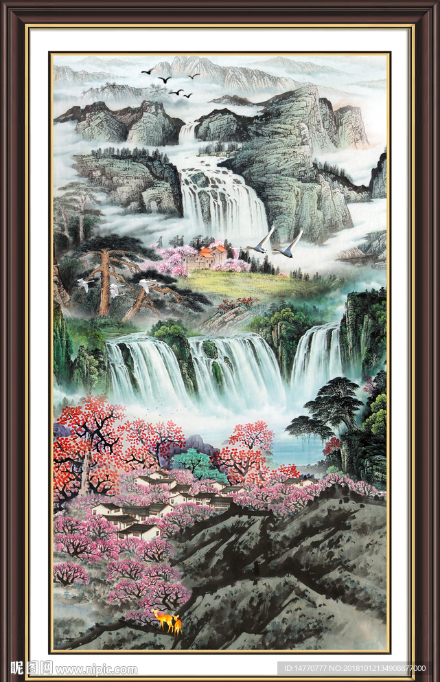 山水风景画 流水生财 源远流长