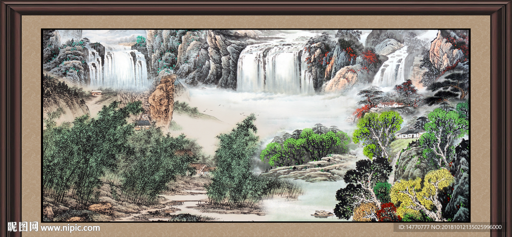 山水风景画 流水生财 源远流长