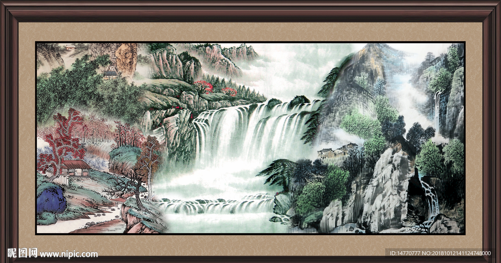 山水风景画 流水生财 源远流长