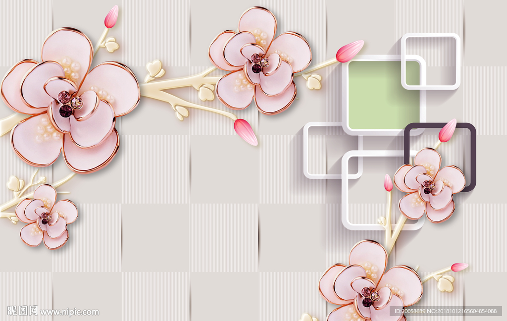 3d立体花朵电视背景墙