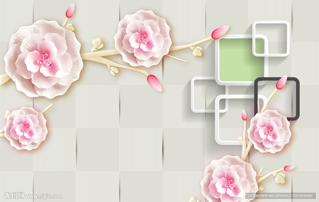3d立体花朵电视背景墙