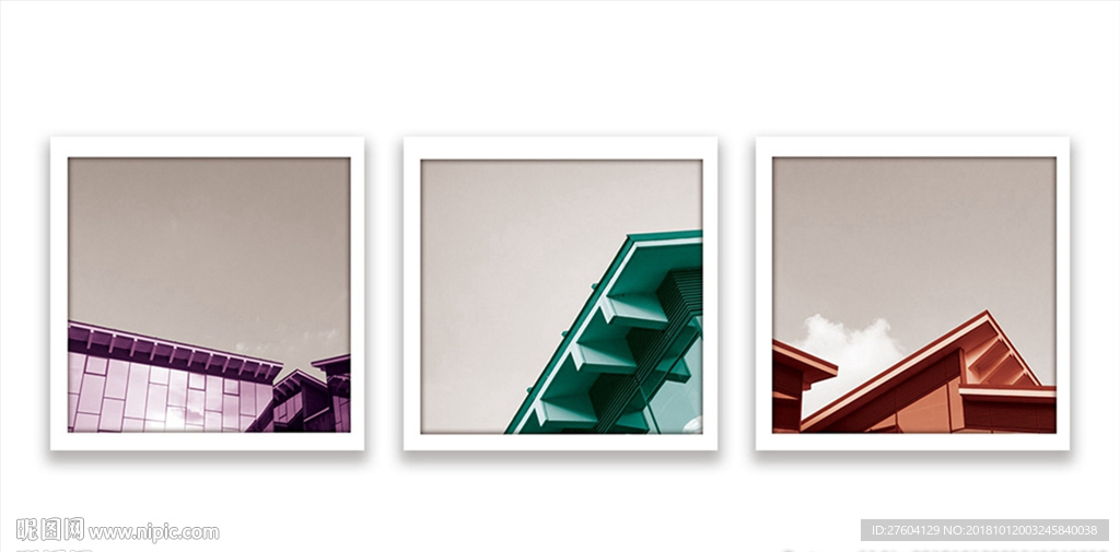 抽象反色差现代屋檐装饰画