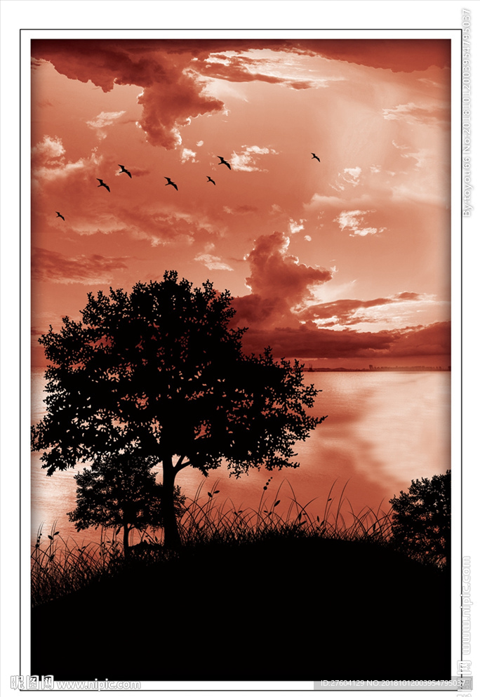 抽象大气反色差风景装饰画