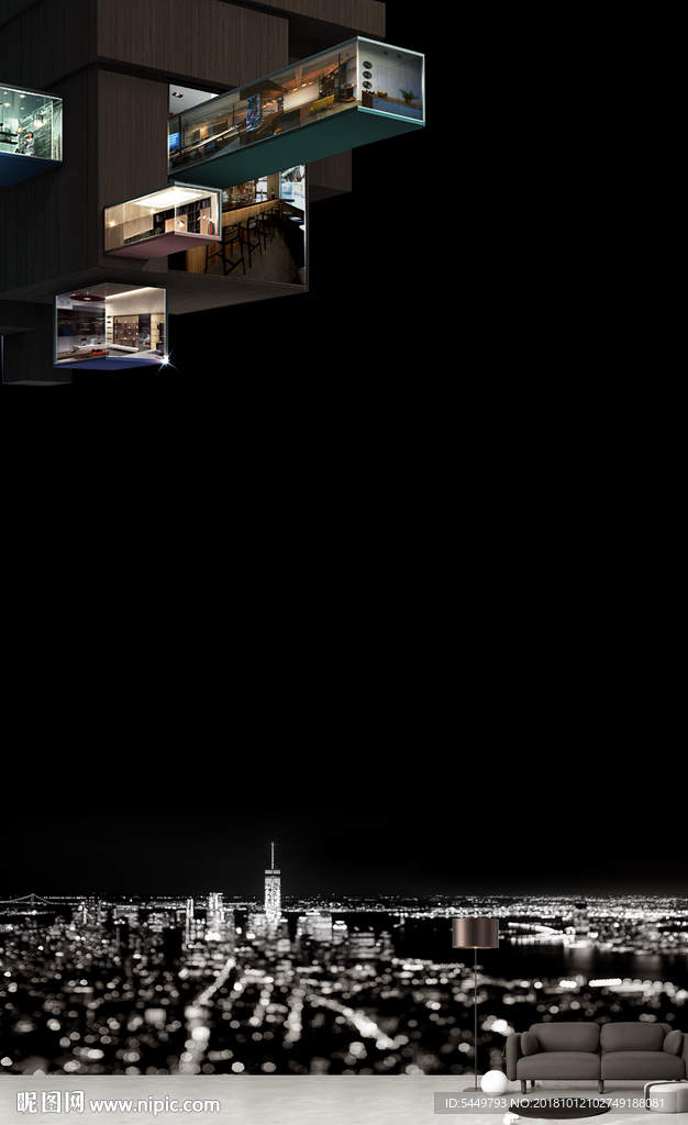 地产夜景窗外