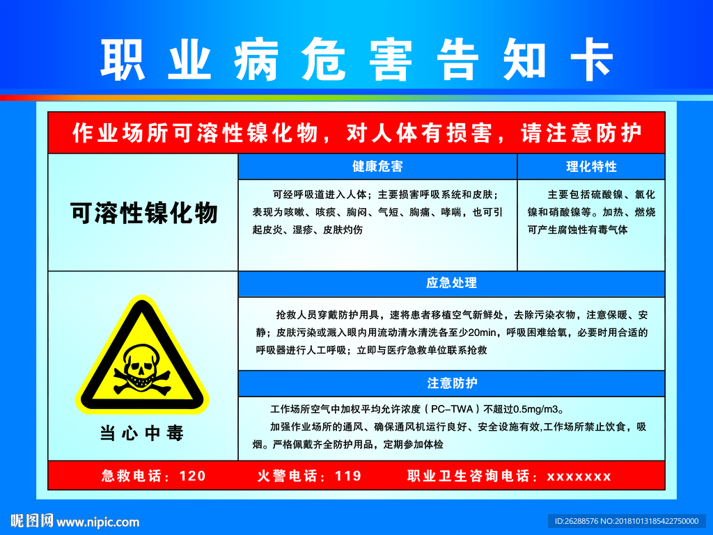 职业病危害告知卡 可溶性镍化物
