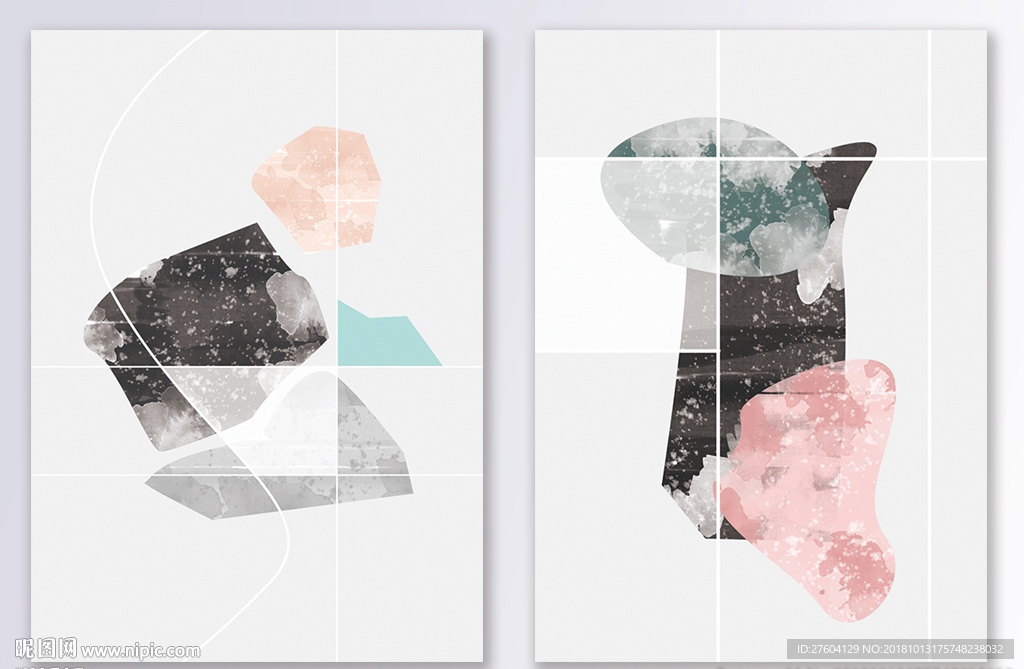 时尚文艺抽象泼墨淡彩装饰画