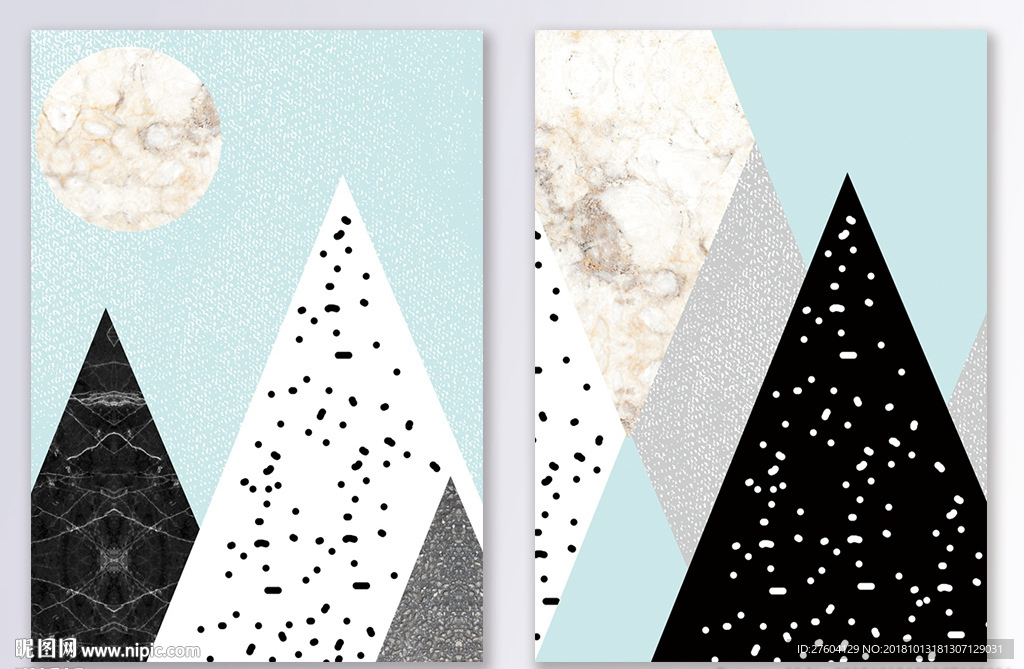 时尚清新抽象几何图案装饰画