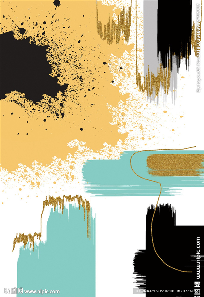 抽象水墨淡彩图案装饰画