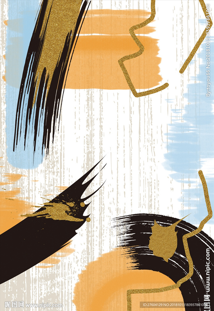 抽象水墨淡彩图案装饰画