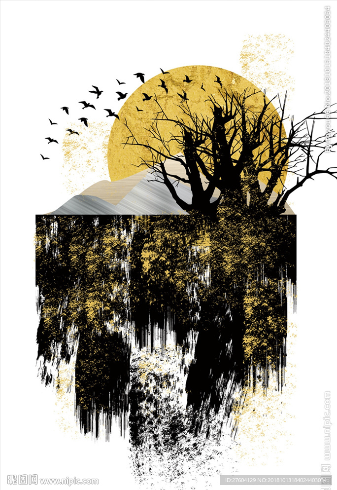 抽象水墨风景装饰画