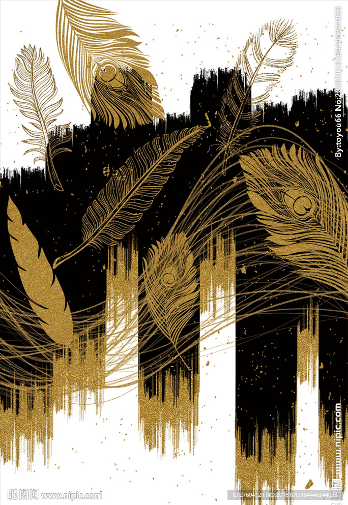 抽象水墨羽毛图案装饰画