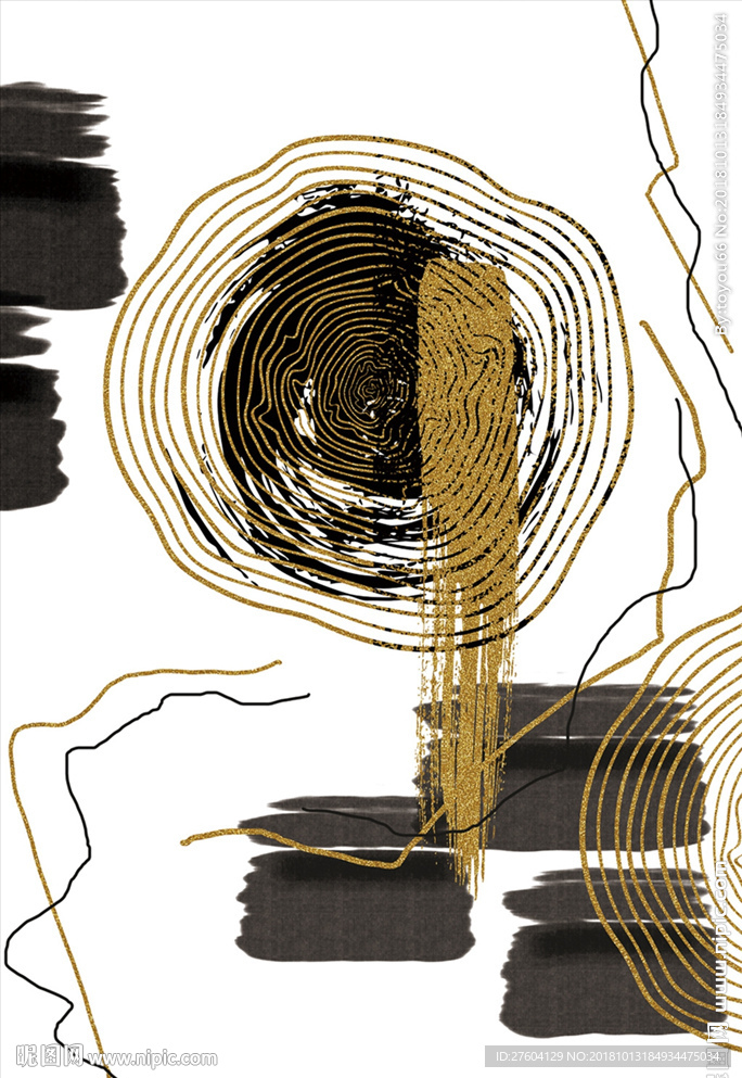 时尚抽象水墨年轮图案装饰画