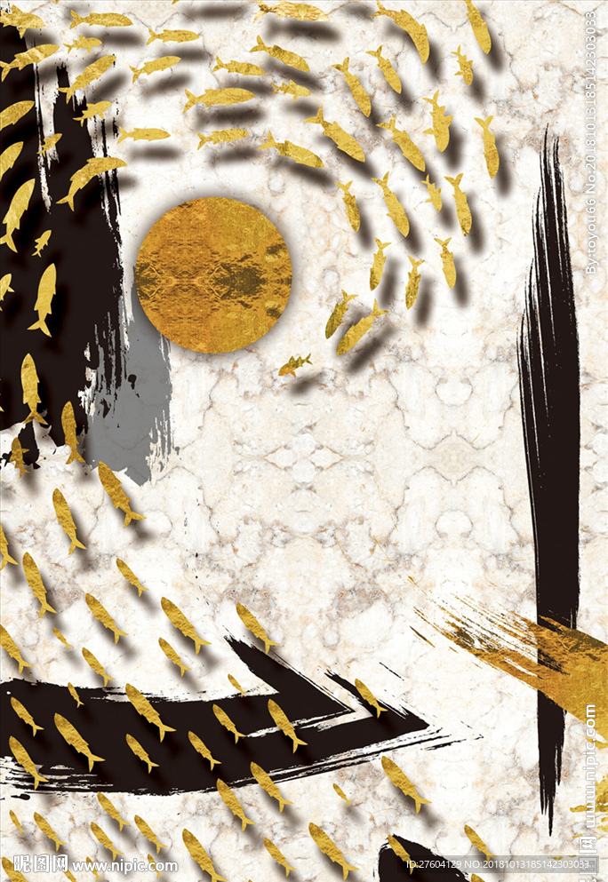 中国风抽象水墨图案装饰画