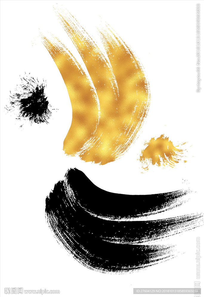 抽象金色金箔水墨装饰画