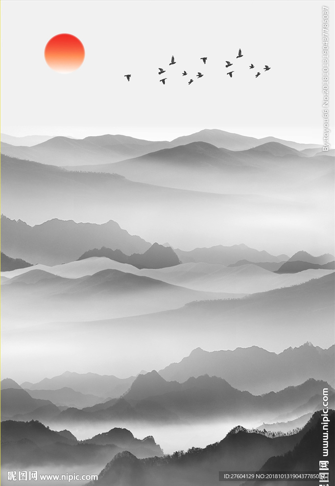 中式水墨山水风景装饰画