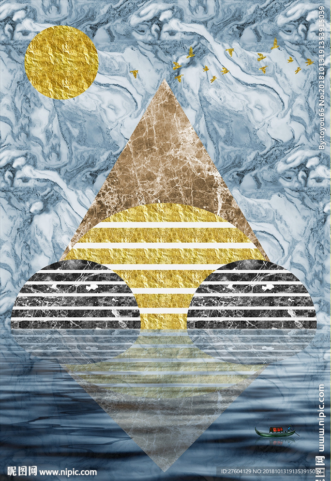 抽象几何山峰大理石装饰画