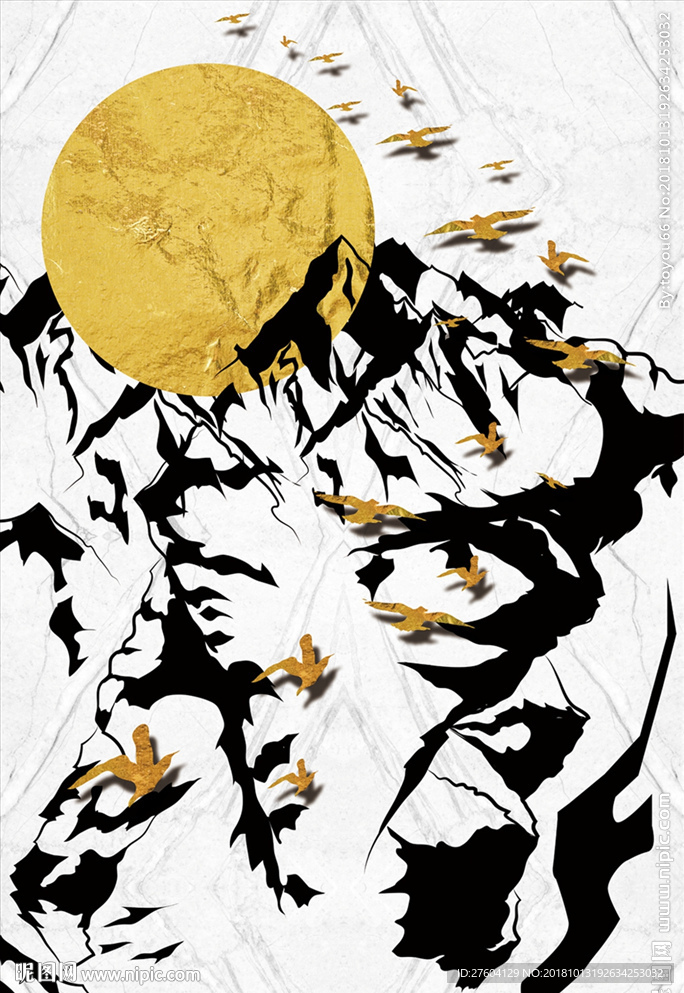 简约抽象山峦风景装饰画