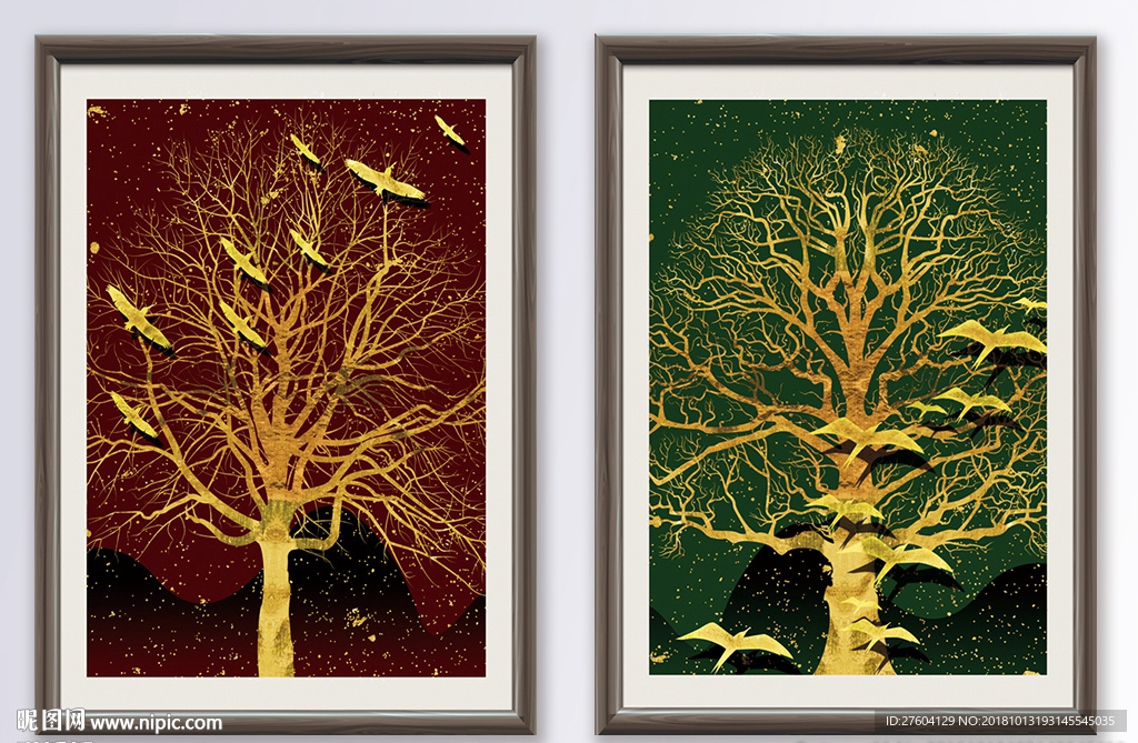 抽象树木剪影图案装饰画