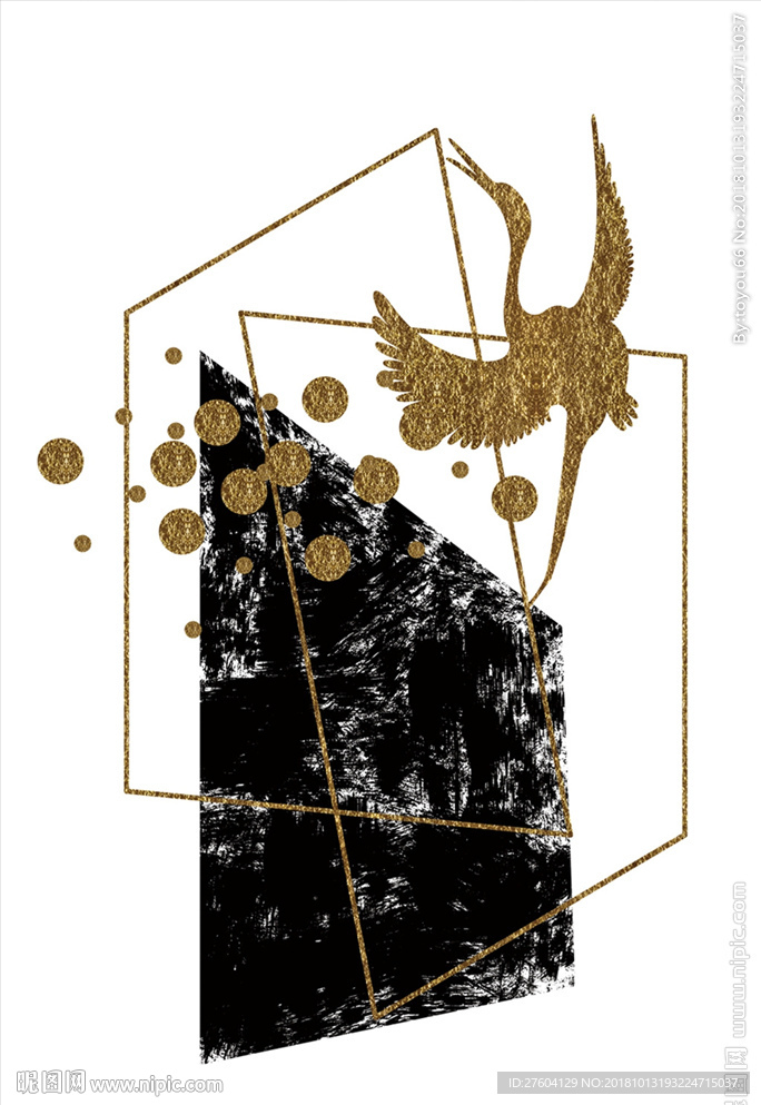 文艺抽象鹤图案装饰画