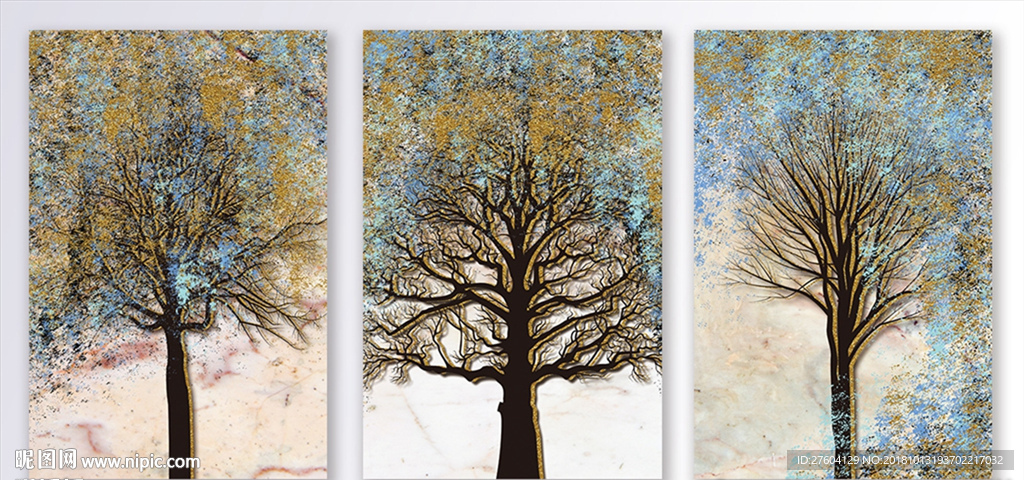 现代抽象植物树木图案装饰画