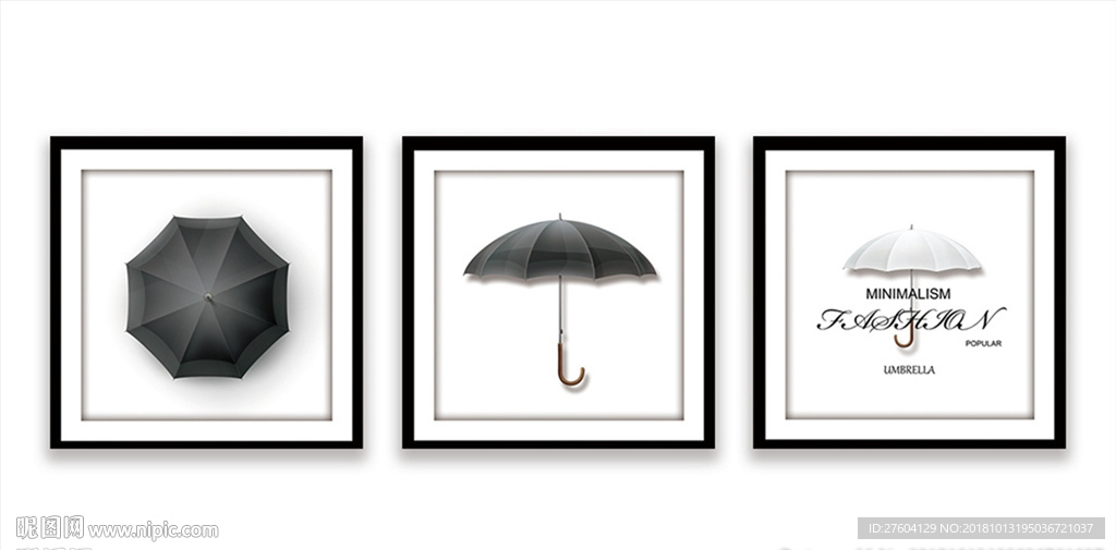 简约小清新立体雨伞图案装饰画
