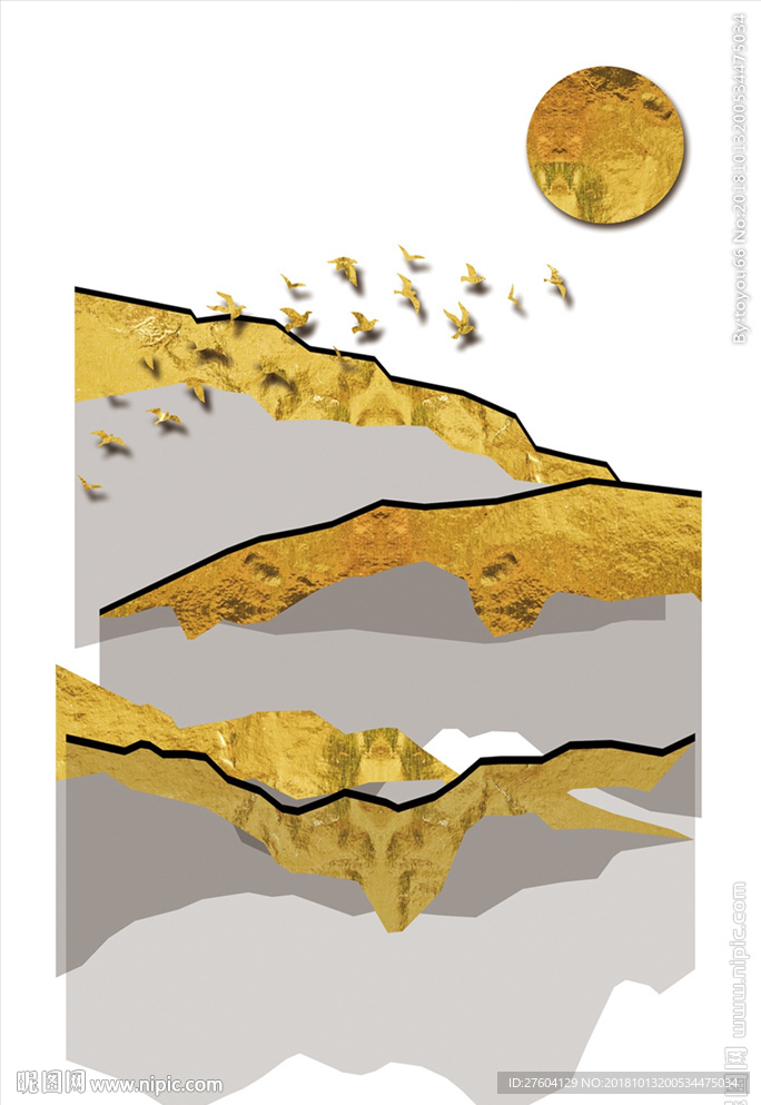 简约抽象水墨风景图案客厅装饰画