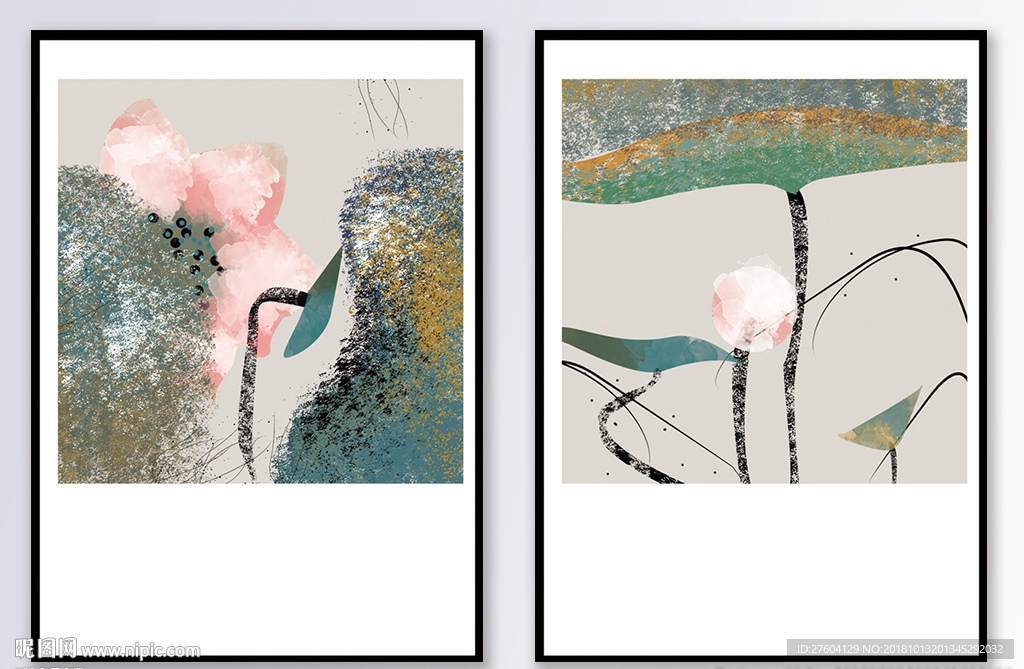 中国风写意荷花装饰画