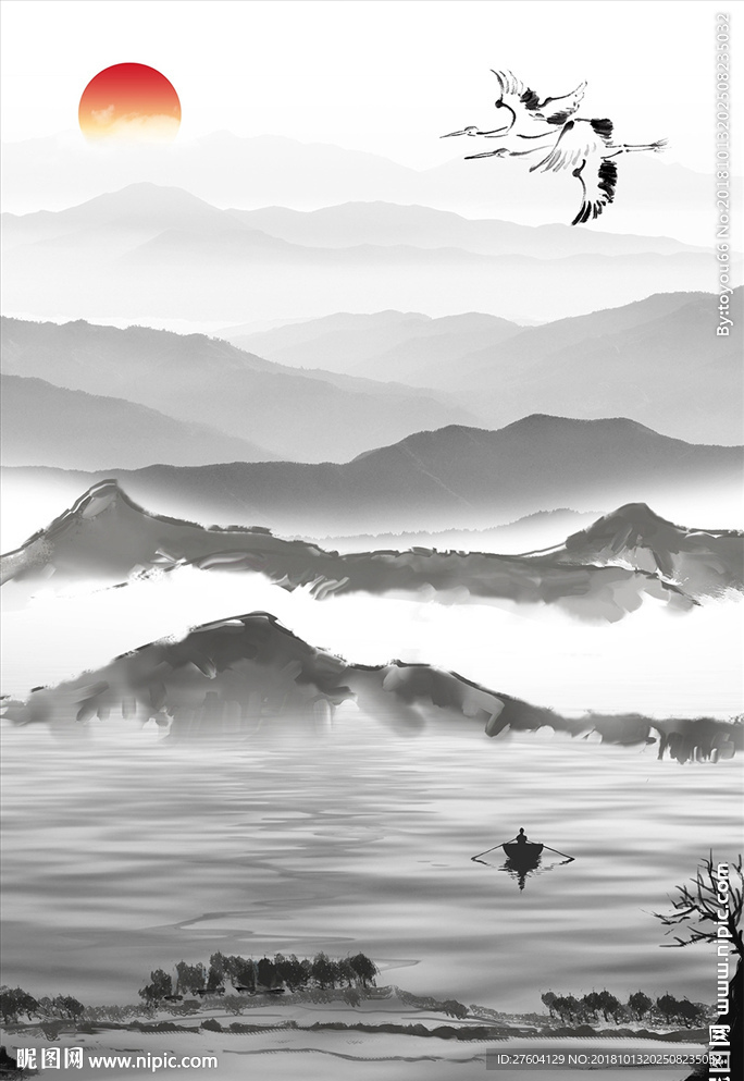 中国风水墨山水意境装饰画