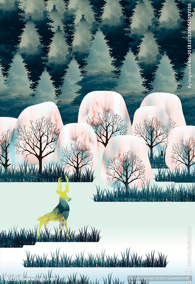 简约抽象风景剪影图案装饰画