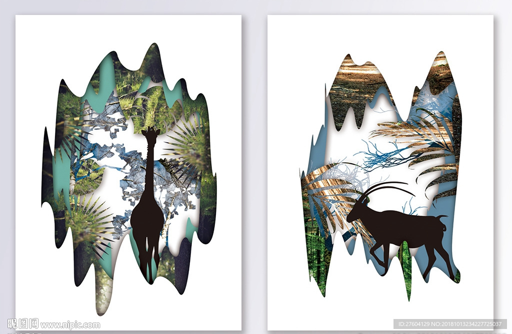简约大气动物剪影图案装饰画