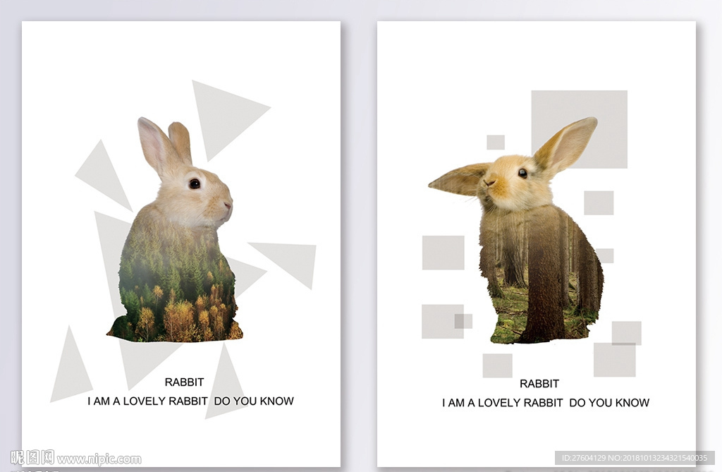 简约动物剪影兔子图案装饰画