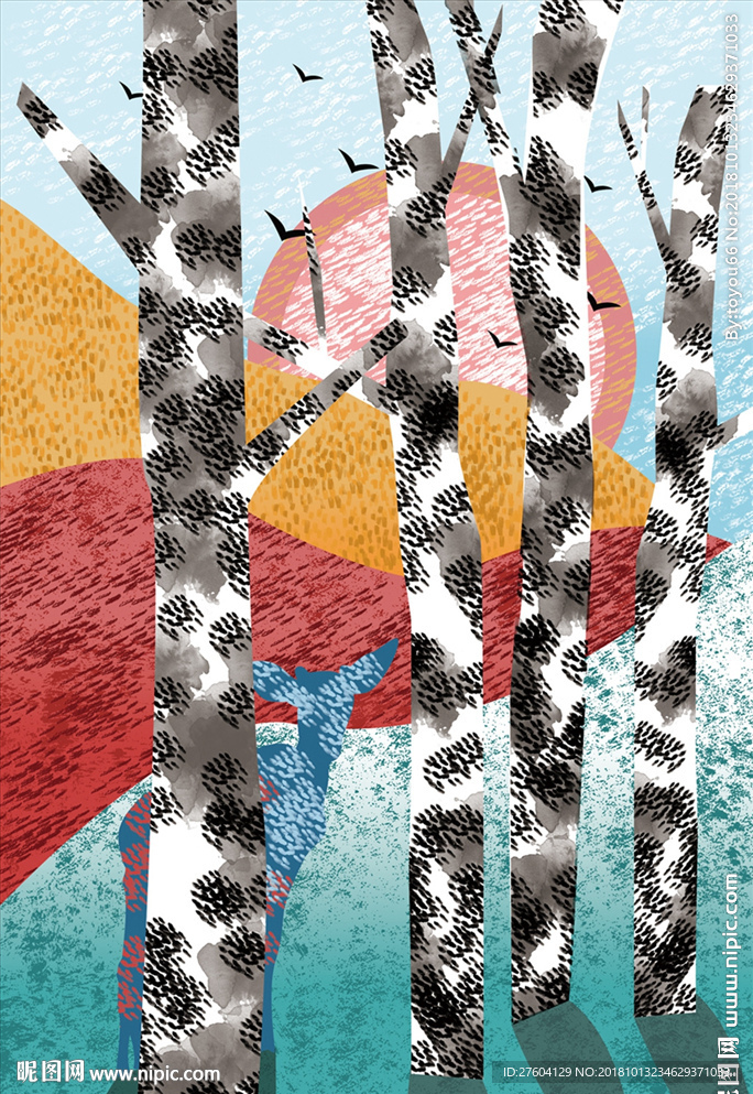 清新手绘风景图案装饰画