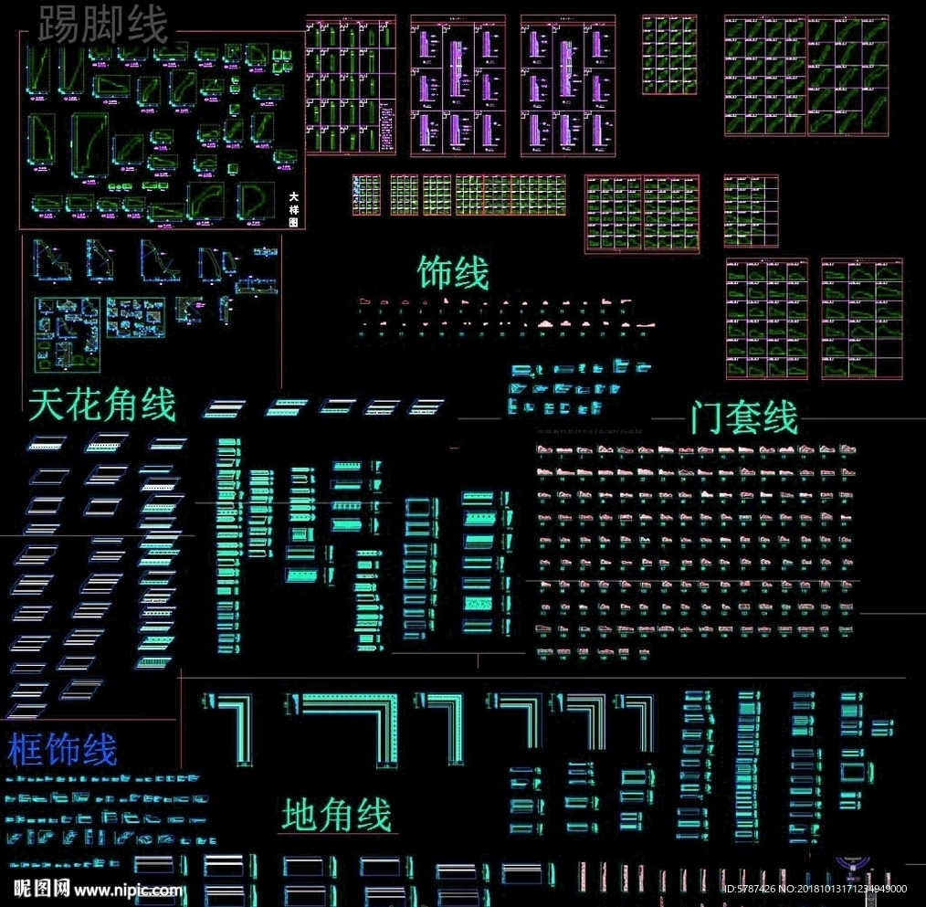 欧式线条cad图库