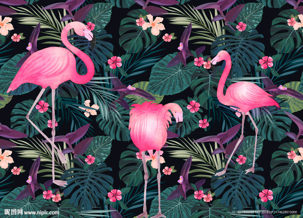 火烈鸟背景墙